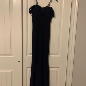 Dark blue strapless dress